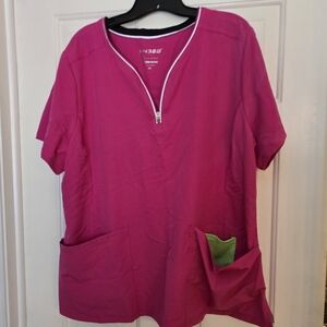 Pink Zip-Up Top with Green Pocket